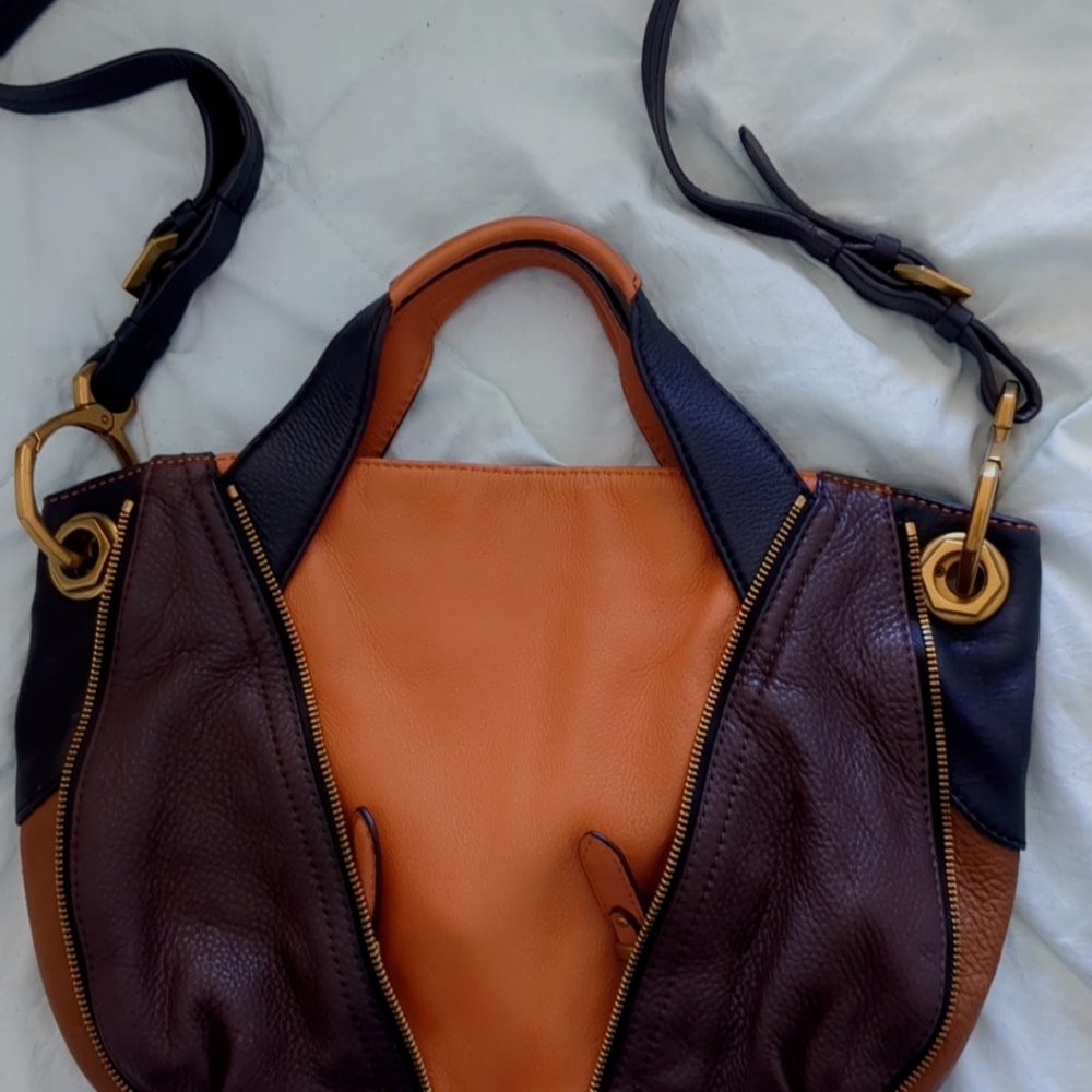 OR ANY color block leather shoulder bag